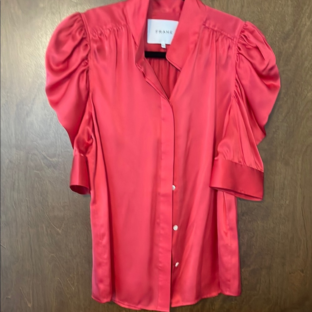 Frame Denim Pink Puff Sleeve Blouse